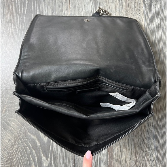 Zara Croc embossed quilted chained black handbag purse - Picture 7 of 13